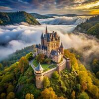 Beautiful castle in the clouds in germany photo