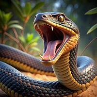 A snake with its mouth open and its mouth open photo