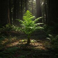 A fern plant in the middle of a forest photo