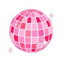 Pink disco ball isolated. Shiny glass globe for retro style party. nostalgic illustration, y2k style vector