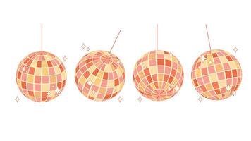Disco ball in the style of 70's, 80's. Retro disco globe on white background. Cartoon sphere for party, isolated vector