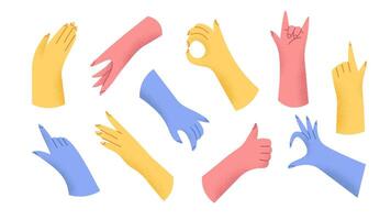 Set of cartoon hands with grainy texture. Gestures, hand signs. elements with noise on white background vector