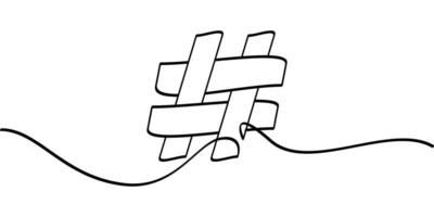 continuous line drawing of hashtag symbol. abstract line art illustration vector