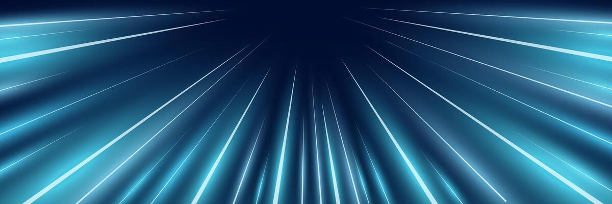 Dynamic radial speed burst. Futuristic glowing motion lines streak outward from center top, forming a sci fi tunnel effect. Perfect for fast energy, action scenes or time warp backgrounds.
