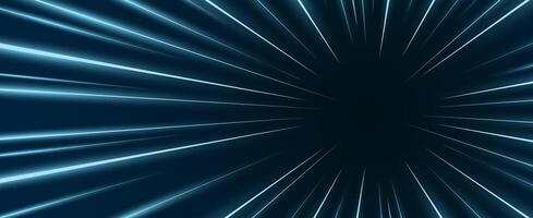 Futuristic motion streaks. Bright radial speed lines glow as they explode from center right, forming a hyperspace travel effect. Ideal for action, sci fi, energy bursts or racing themes. vector