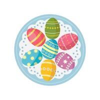 colorful easter eggs with different textures, patterns and festive decorations. Happy Easter. vector