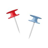 Push pin icons. Thumbtack for note attach collection. Paperclip symbol. A needle for fixing on a board or map. vector