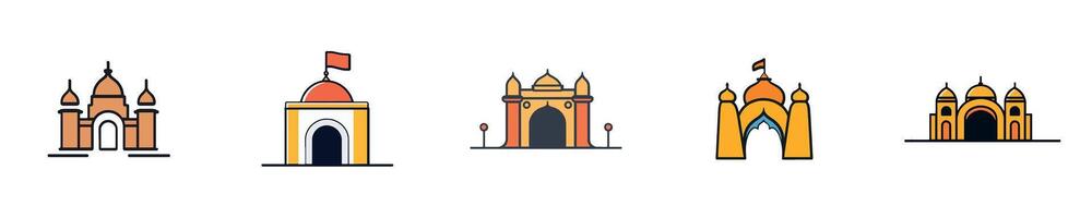 Cultural Architecture Gateway Designs Featuring Landmarks vector