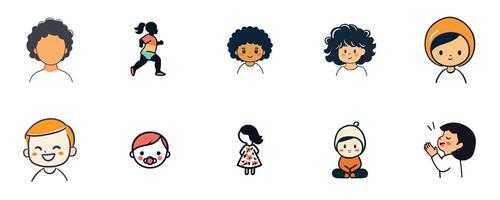Child Faces Smiling Running Playing Emotions vector