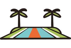 Tropical Path with Palm Trees and Colorful Landscape vector
