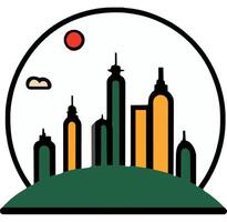 Urban Skyline with Nature Elements and Colorful Design vector