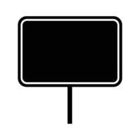 Black Rectangular Sign Board with Rounded Edges on Pole Isolated on White vector