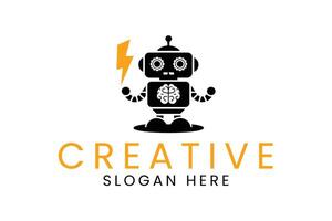 Powerful Creative Robot Design Idea Concept icon tech gear flat cute brain vector