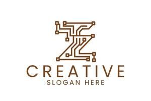 Modern Tech Letter Z Design Creative Branding icon font line style brown vector