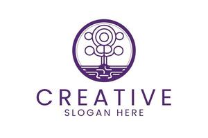 Purple Abstract Tree Design Modern Minimalist art icon clean lines image vector