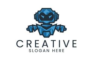 Blue Geometric Robot Design Modern Creative icon game tech cool bold dark vector