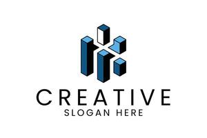 Abstract Blue Black 3D Cubes Modern Design Art Icon Clean Image Style vector