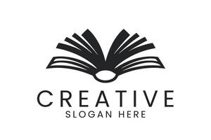 Elegant Open Book Design Creative Template icon black white clean pages vector
