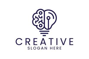 Innovative Brain Idea Lightbulb Design Concept mind icon blue line clean vector