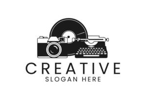 Vintage Camera Typewriter Record Creative Design Concept art old icon text vector