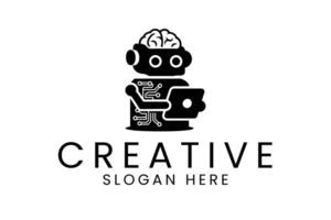 Modern Robot AI Brain Design Technology icon data smart future symbol vector