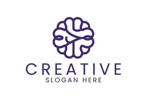 Elegant Brain Design Purple Creative Mind art idea icon line clean badge vector