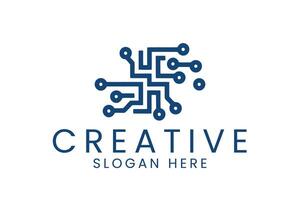 Abstract Technology Circuit Board art data icon blue line vector