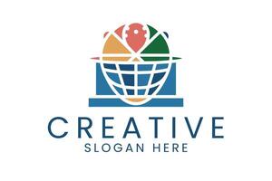Abstract Global Creative Colorful Globe red icon blue world green vector