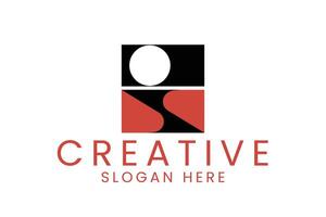 Abstract Red Black White Modern Square art icon bold flat style vector