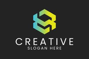 Modern Abstract Hexagon Green Yellow icon mark clean badge shape vector