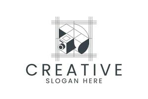 Abstract Camera Geometric Modern art icon grid grey lens vector
