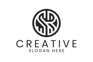 Modern Monogram Elegant Initial SR art icon font mark black white vector