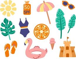 A set of summer stickers on white background. vector