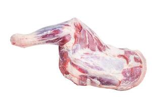 Fresh raw lamb shoulder, leg perfect for slow cooking or roasting to create a tender, flavorful meal. isolated on white background. top view photo