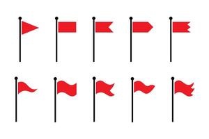 Flag icon. Set of red flag icons. Waving flag icon. Different flag icons set. vector