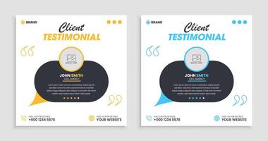Modem Clean Clients testimonial or clients feedback. review template design with organic shape vector