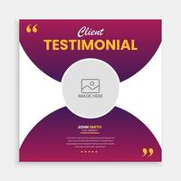 Client feedback review or client testimonial social media post template or web banner design vector