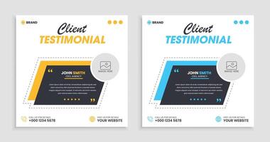 Modern clean clear clients testimonial template or clients feedback review best design vector