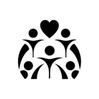 Circle of Unity A Stylized Group of Figures with Heart Emblem Representing Community and Support vector