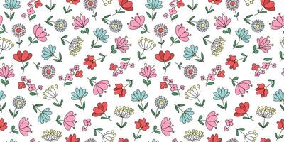 Abstract brightly colored flowers. A floral pattern. Simple plant patterns. Seamless background. vector