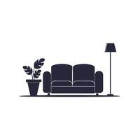 Minimalist Sofa with Plant and Lamp Illustration vector