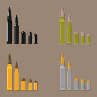 Set of different caliber bullets vector