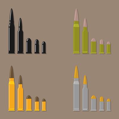 Set of different caliber bullets