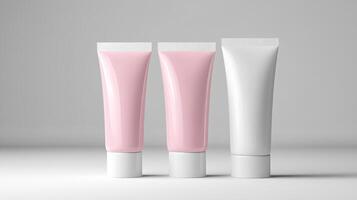 Three tubes of cream on a white background photo
