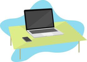 Flat Design of Laptop and Smartphone on Table Modern Workspace vector