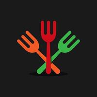Fork icon element for design. Web line icon colorful fork. vector