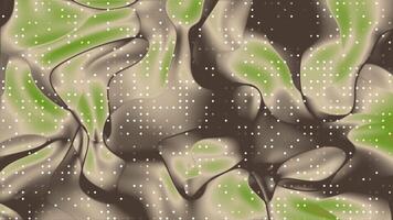 Fluid green and brown pattern with dotted overlay abstract video