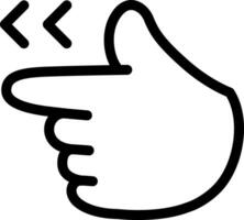 Pointing hand Left, index finger, click button Left Cute Cartoon Hand Logo Icons Outline Black color, Chubby finger emoji sticker sign symbol, editable stroke. vector