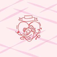 Mother and child in a heart symbol for Mother's Day vector