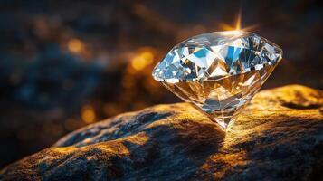 A diamond is shown on a rock photo